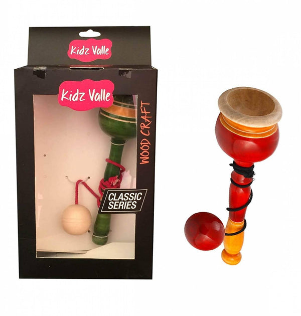 Kidz Valle Cup & Ball, Wooden Rattle, Cup And Ball Game Wooden Toys - Age 3+ Years - The Kids Circle