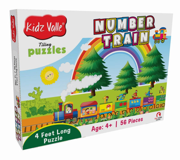 Kidz Valle Number Train 4 Feet Long 56 Piece Tiling Puzzles ( Jigsaw Puzzles , Puzzles For Kids, Floor Puzzles ), Puzzles For Kids Age 4 Years And Above. Size: 28.5 Cm X 28.5 Cm - The Kids Circle