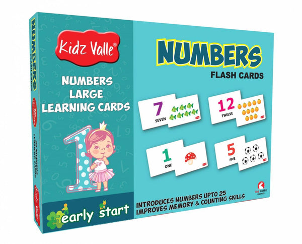 Kidz Valle Numbers - Flash Cards 25 Numbers Size 14.6 Cm X 9.9 Cm - The Kids Circle