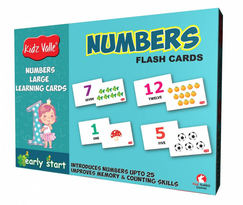 Kidz Valle Numbers - Flash Cards 25 Numbers Size 14.6 Cm X 9.9 Cm - The Kids Circle