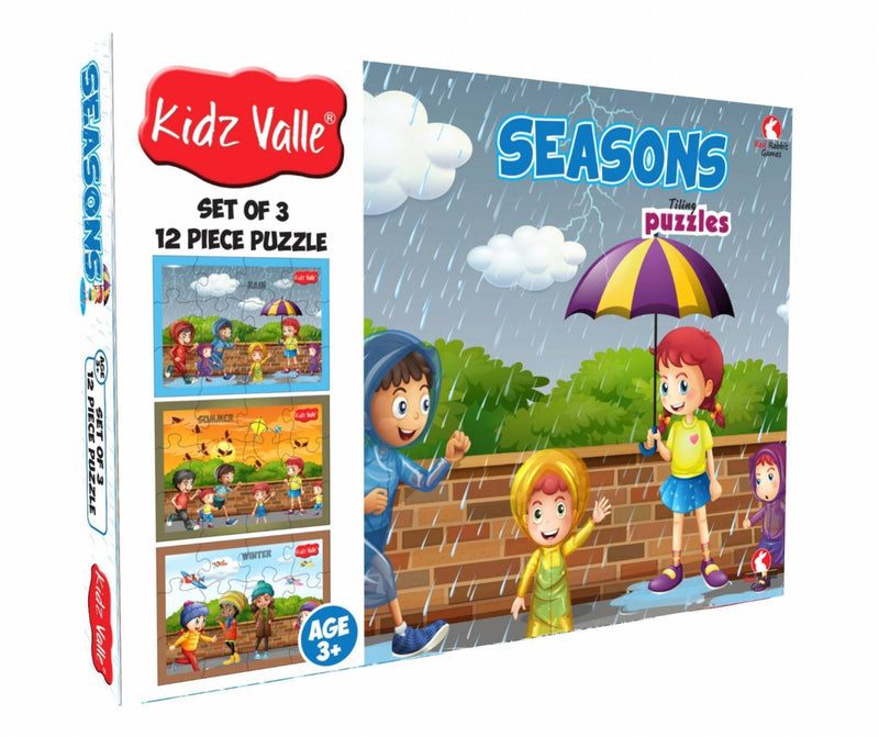 Kidz Valle Seasons 3 X 12 Pieces ( Jigsaw Puzzles , Puzzles For Kids, Floor Puzzles ), Puzzles For Kids Age 3 Years And Above. Size: 18.4 Cm X 13.3 Cm Set Of 3 Puzzles - The Kids Circle