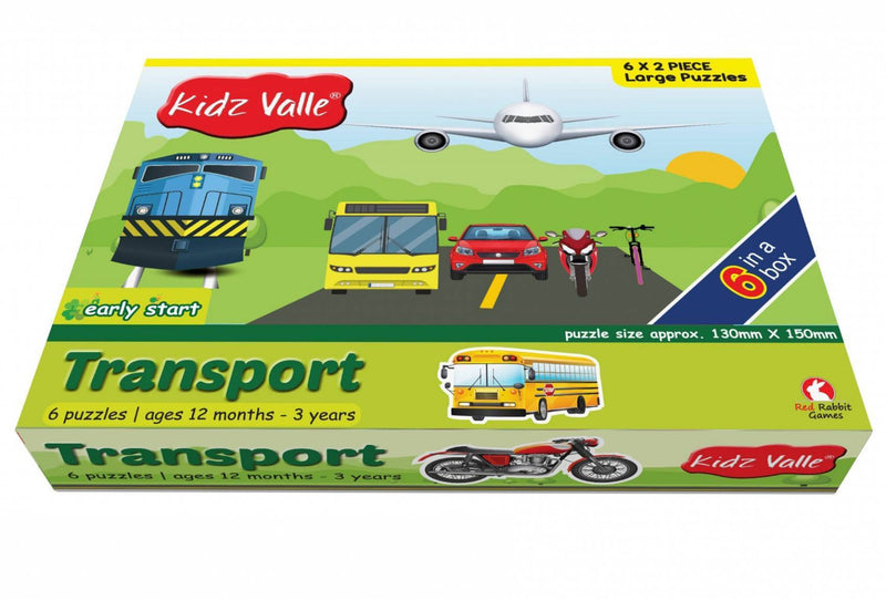 Kidz Valle Transport Puzzles 6 X 2 Pieces 12 Months - 3 Years ( Puzzles For Kids, Floor Puzzles ) - The Kids Circle