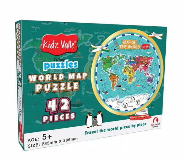 Kidz Valle World Map Puzzle 42 Piece Tiling Puzzles Circular Puzzle ( Jigsaw Puzzles , Puzzles For Kids, Floor Puzzles ), Puzzles For Kids Age 5 Years And Above. Size: 32.5 Cm X 23.5 Cm - The Kids Circle