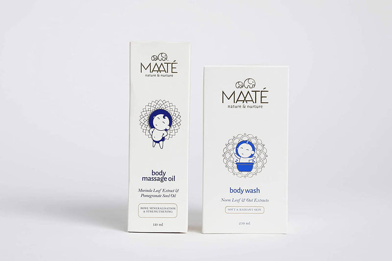 Maate Baby Body Care Combo Of  Body Massage Oil -150Ml | Body Wash Moisturising And Soap Free-250 Ml - The Kids Circle