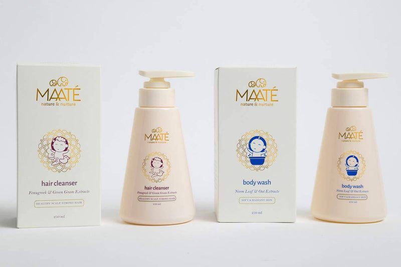 Maate Baby Cleansers Combo Of Body Wash Moisturising And Soap Free-250 Ml | Hair Cleanser-250 Ml - The Kids Circle