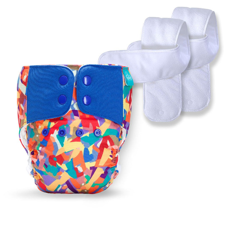 Bumberry Baby Pocket Diaper 2.0- Waterproof Reusable & Adjustable Cloth Diaper with leg gusset, wetfree lining & 2 extralong 100% cotton insert(6 -36 months)