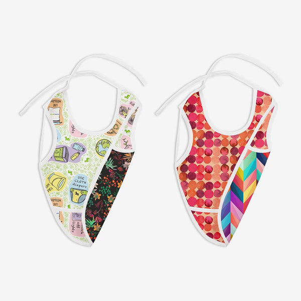 SuperBottoms Pack of 2 Waterproof Cloth Bib (Shruberry -  Love Earth + Color pop - L'il crush)