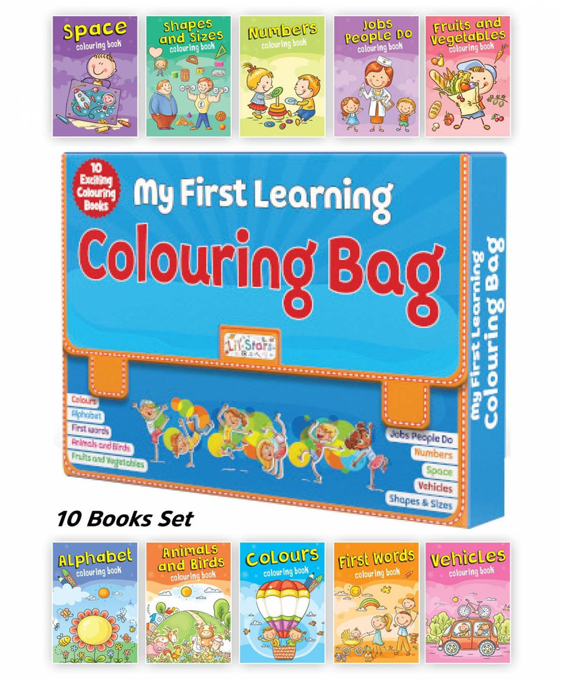 Pegasus My First Learning Colouring Bag - Set Of 10 Exciting Colouring Books - The Kids Circle