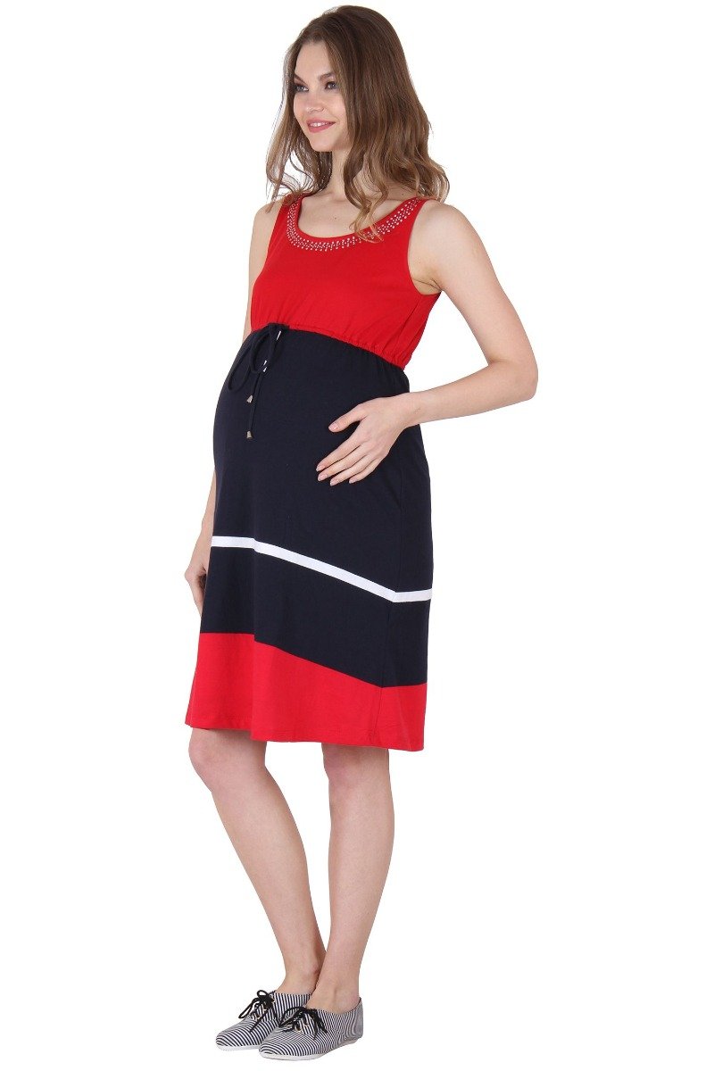 Preggear Rhinestone Studded Jersey Dress With Lining