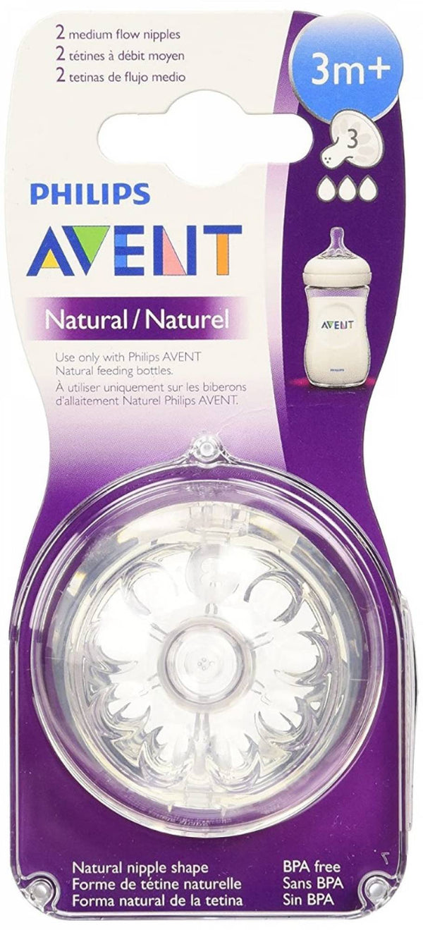 Philips Avent Teat Natural Medium Flow 3M+ (2Pc Pack) - The Kids Circle