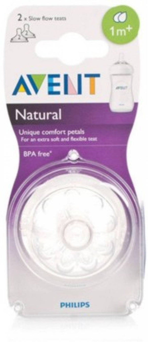 Philips Avent Teat Natural Slow Flow 1M+ (2Pc Pack) - The Kids Circle