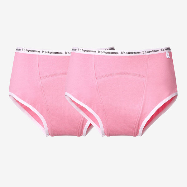 SuperBottoms MaxAbsorb™ Period Underwear With Printed Elastic Pack of 2 (Pink)