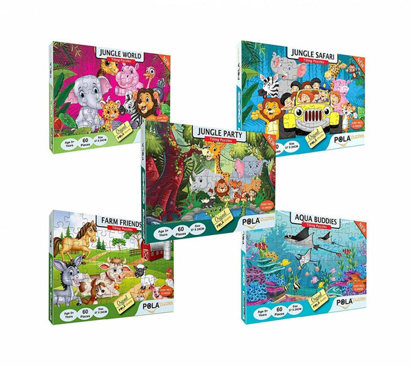Pola Puzzles Combo Puzzles 60 Pieces Tiling Puzzles (Jigsaw Puzzles, Puzzles For Kids, Floor Puzzles), Puzzles For Kids Age 5 Years And Above. Size: 37 Cm X 24 Cm - The Kids Circle