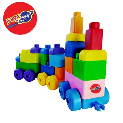 Planet of Toys Block Train for Kids - Educational Model Vehicle Toys, 123 Learning Blocks and Educational Learning Toys - Multi Color  (Multicolor) - The Kids Circle