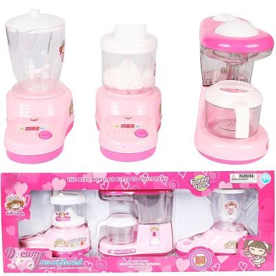 Planet of Toys Boy's and Girl's Battery Operated Kitchen Appliance Coffee Maker, Grinder and Mixer (Pink) - The Kids Circle
