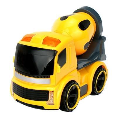 Planet of Toys Friction Powered Cement Mixer Truck Construction Vehicle Toy with Light & Sound for Kids  (Yellow) - The Kids Circle