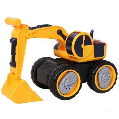 Planet of Toys Friction Powered Backhoe Construction Truck Vehicle Toy for Kids with Light & Sound  (Yellow) - The Kids Circle