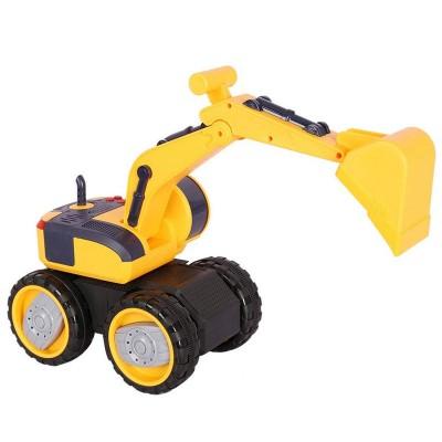 Planet of Toys Friction Powered Backhoe Construction Truck Vehicle Toy for Kids with Light & Sound  (Yellow) - The Kids Circle