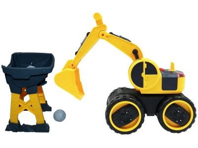 Planet of Toys Friction Powered Construction Site Excavator Truck with accessories toy Set for kids with light and sound  (Yellow, Pack of: 1) - The Kids Circle
