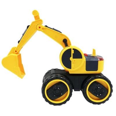 Planet of Toys Friction Powered Construction Site Excavator Truck with accessories toy Set for kids with light and sound  (Yellow, Pack of: 1) - The Kids Circle