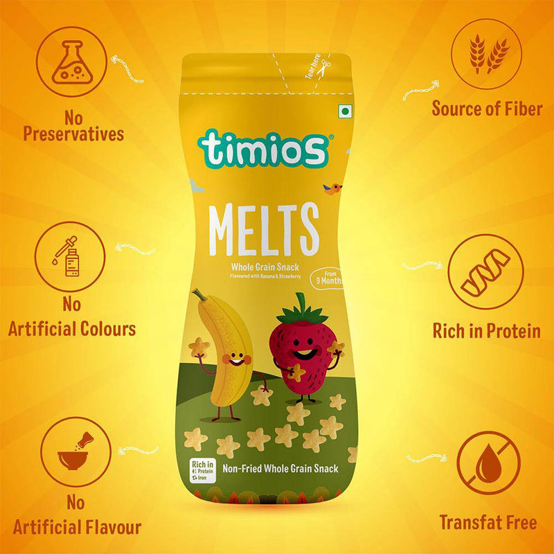 Timios Banana & Strawberry Melts Pack of 2 - 50g - The Kids Circle