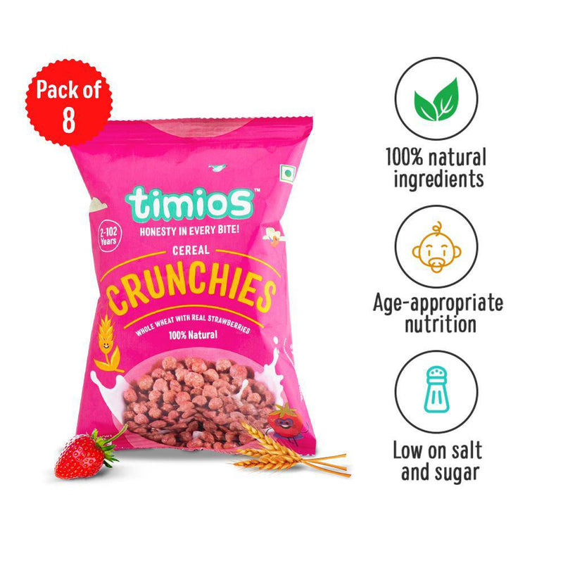 Timios Breakfast Cereal Pouch Crunchies Pack of 8 - 30g Each - The Kids Circle