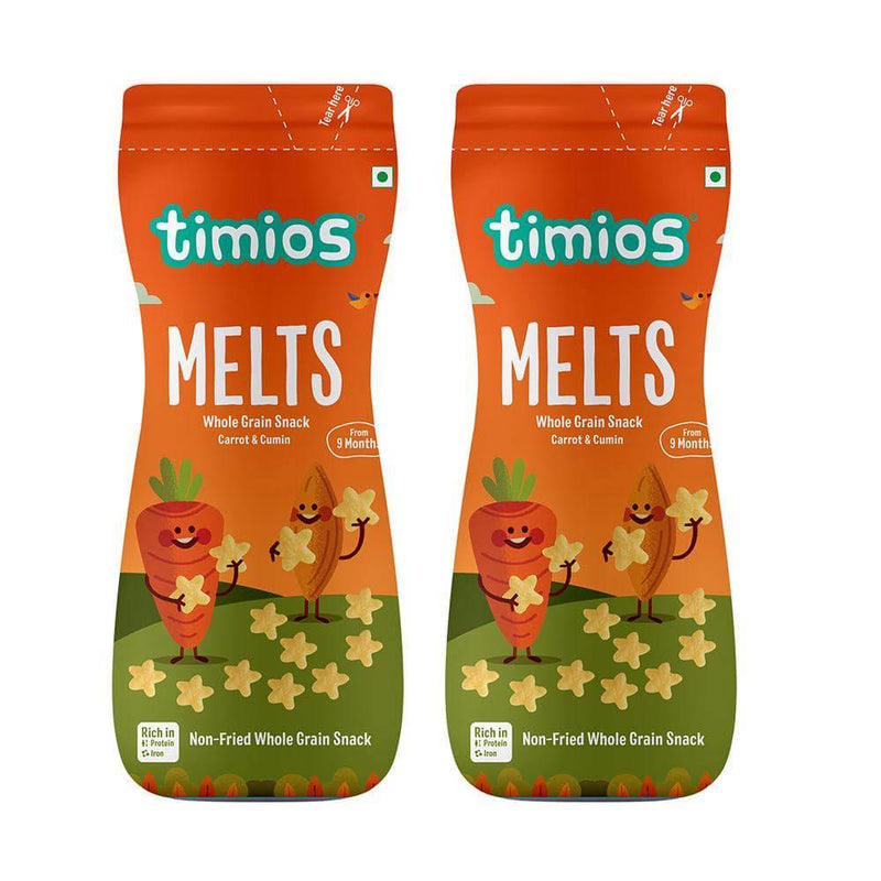 Timios Carrot & Cumin Melts Pack of 2 - 50g - The Kids Circle