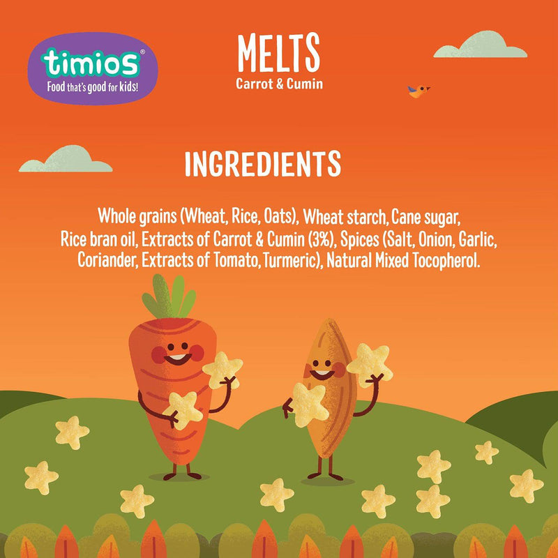 Timios Carrot & Cumin Melts Pack of 2 - 50g - The Kids Circle