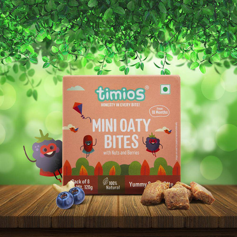Timios Mini Oaty Bites Nuts & Berries 120g Pack of 2 - The Kids Circle