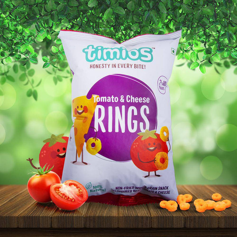 Timios Tomato & Cheese Rings Snacks, 12 pack - 30g each - The Kids Circle