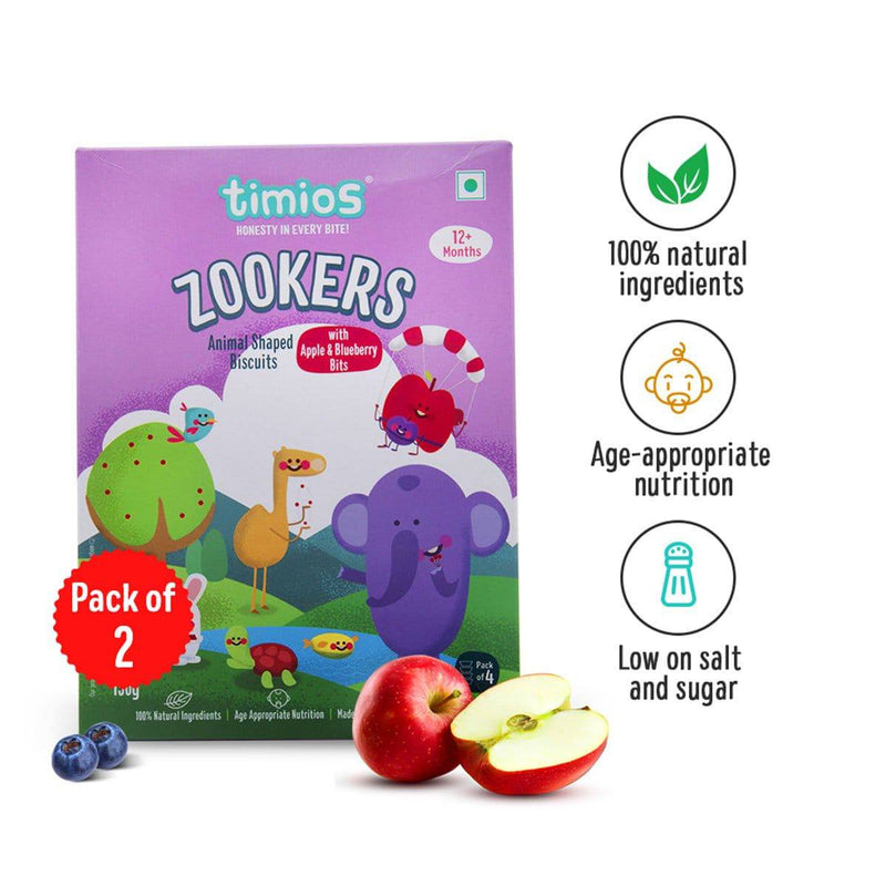 Timios Zookers Apple & Blueberry Bits, 150g Pack of 2 - The Kids Circle