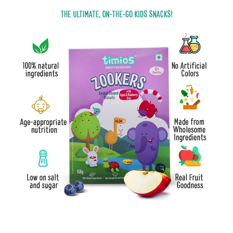 Timios Zookers Apple & Blueberry Bits, 150g Pack of 2 - The Kids Circle