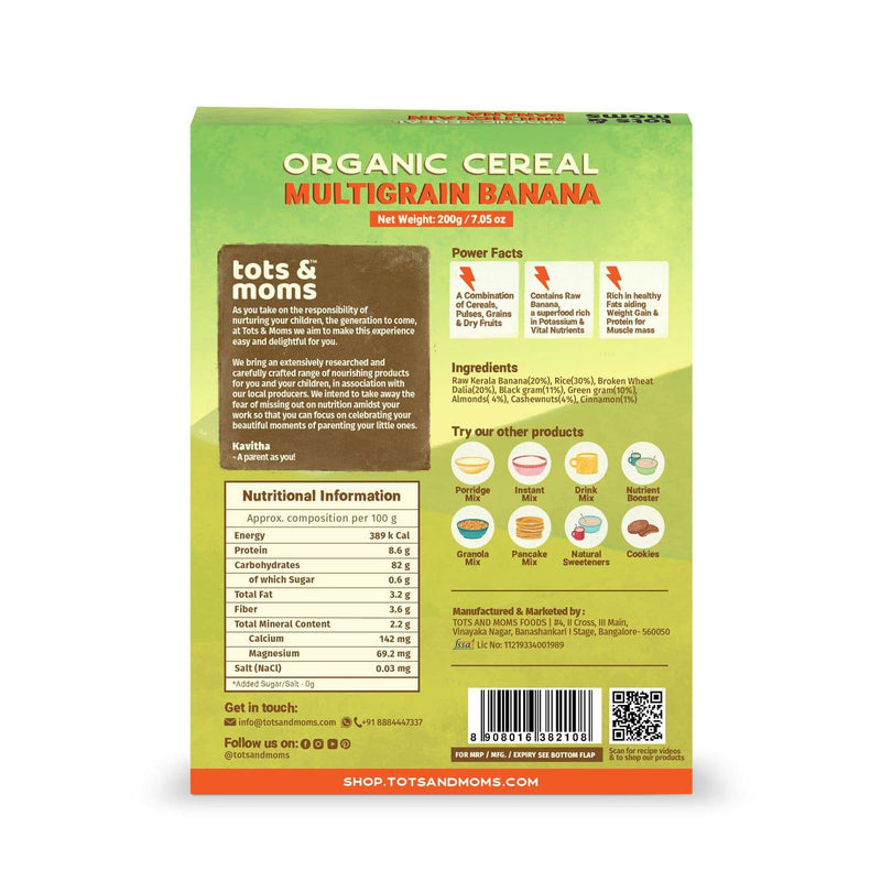 Tots & Moms  Organic Cereal Multigrain Banana - The Kids Circle