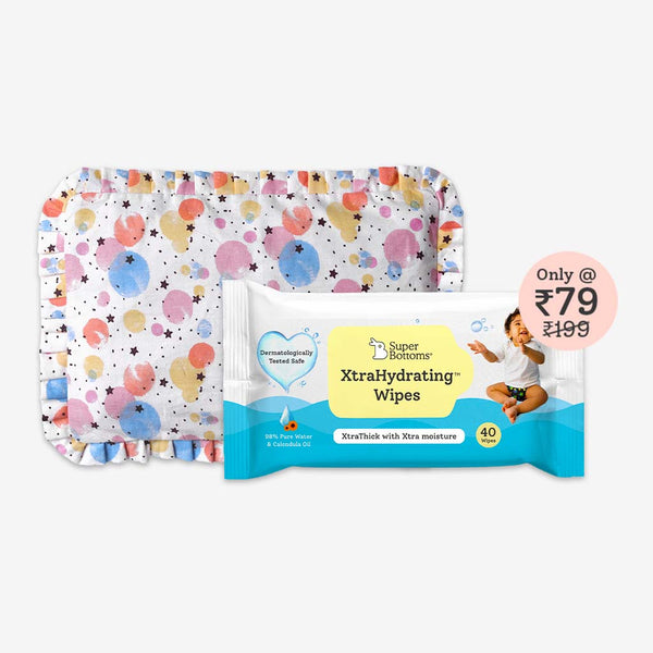 SuperBottoms Mustard seed pillow (Twinkle Stars) and XtraHydrating Wipes - 40 pack