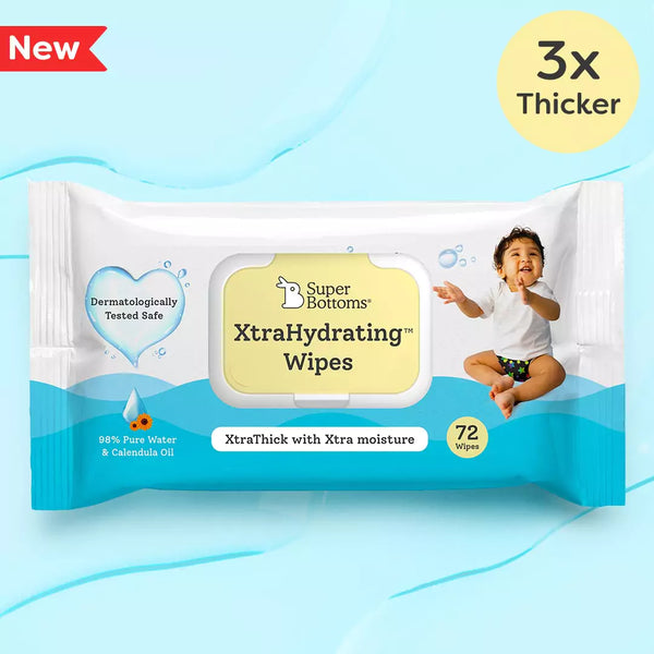 SuperBottoms 72 pcs - XtraHydrating™ Wipes, 3.5x moisture, 3x thick, Unscented